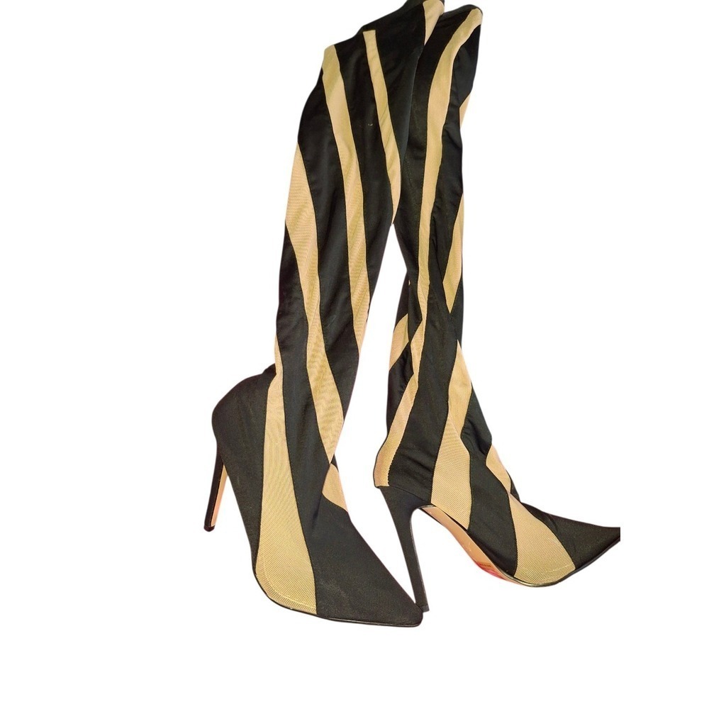 Tan And‎ Black Knee High Boots Womens Size 6.5